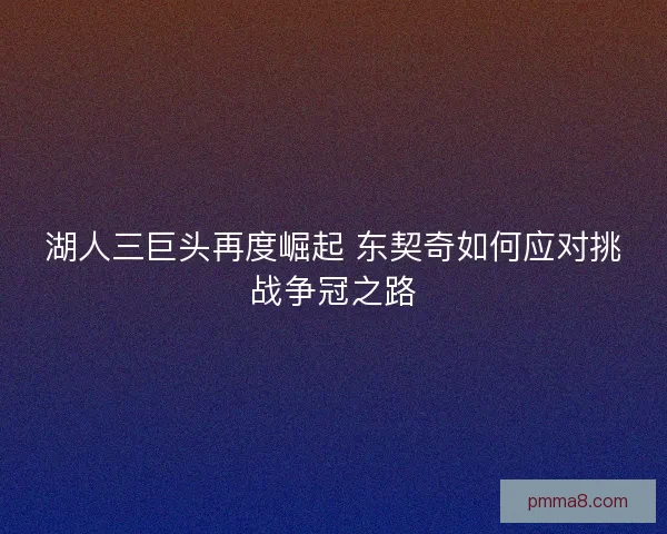 湖人三巨头再度崛起 东契奇如何应对挑战争冠之路